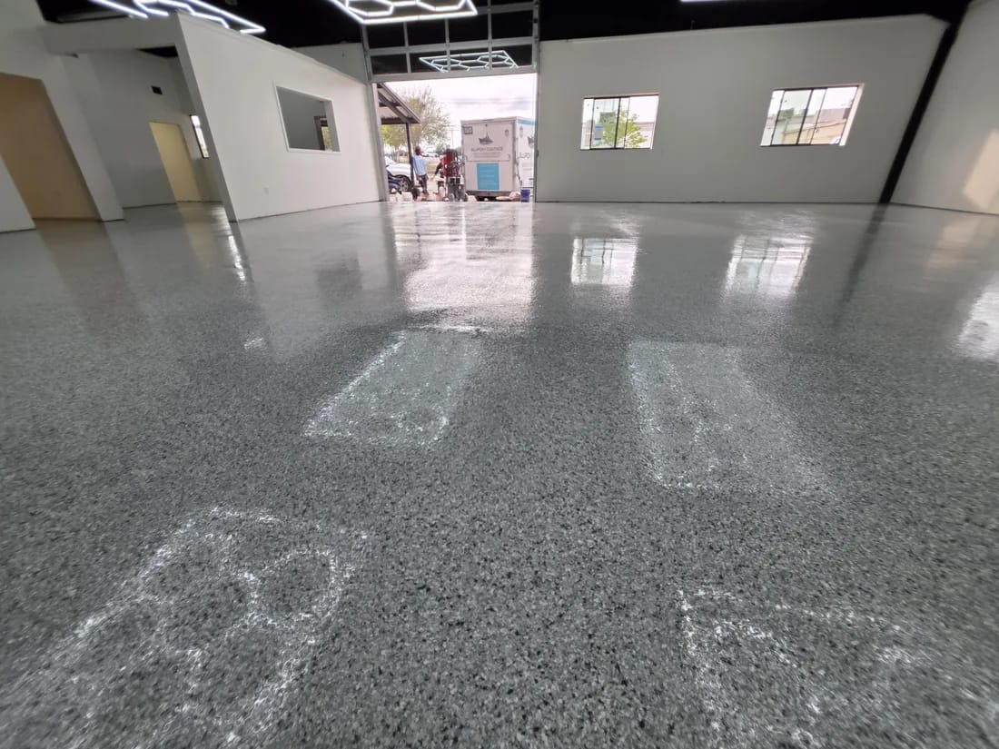 Commercial floor finished with a durable epoxy coating system